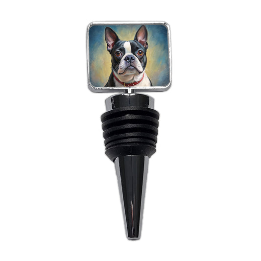 Boston Terrier Dog Illustration Wine Bottle Stopper
