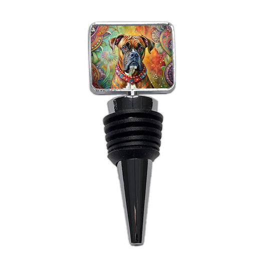 Boxer Dog Bohemian Art Wine Bottle Stopper