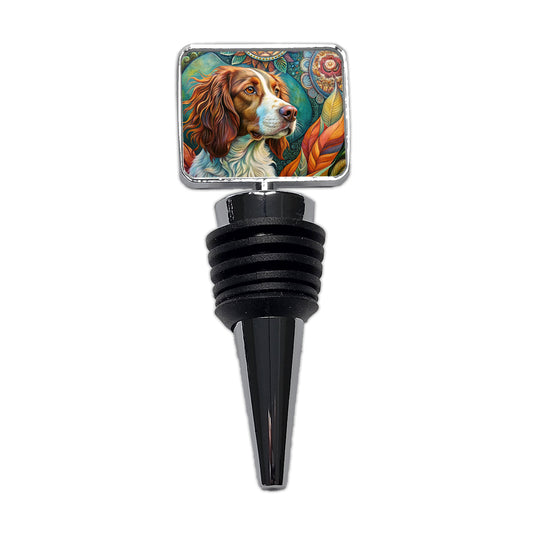 Brittany Spaniel Dog Bohemian Art Wine Bottle Stopper