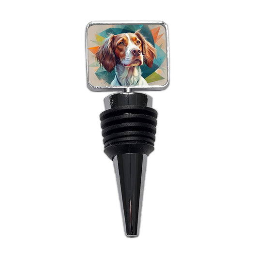 Brittany Spaniel Dog Contemporary Art Wine Bottle Stopper