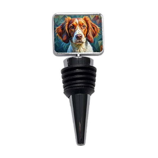 Brittany Spaniel Dog Expressionism Art Wine Bottle Stopper