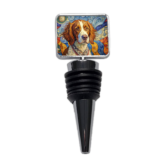 Brittany Spaniel Dog French Bohemian Art Wine Bottle Stopper