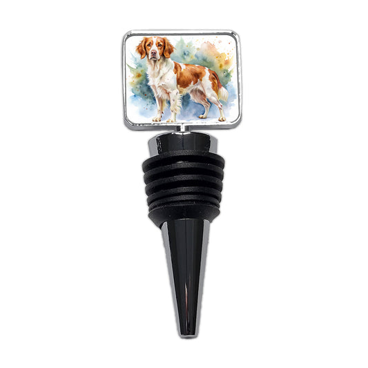 Brittany Spaniel Dog Watercolor Style Wine Bottle Stopper