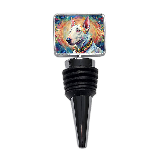 Bull Terrier Dog Bohemian Art Wine Bottle Stopper