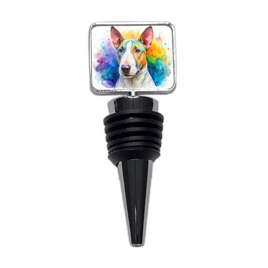 Bull Terrier Dog Watercolor Style Wine Bottle Stopper
