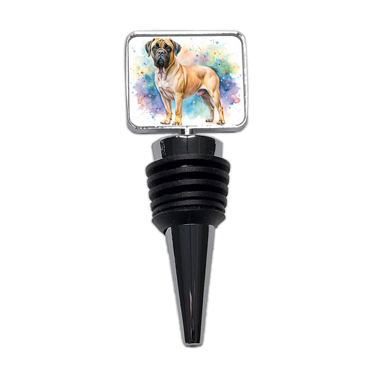 Bullmastiff Dog Watercolor Style Wine Bottle Stopper