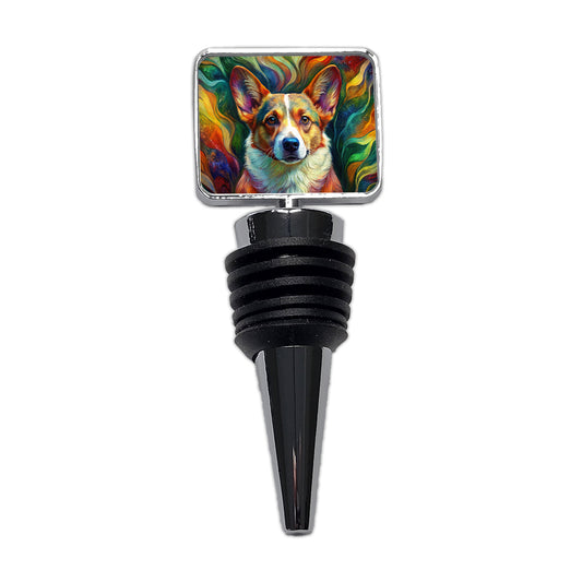 Cardigan Welsh Corgi Dog Abstract Art Wine Bottle Stopper