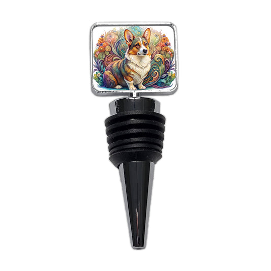 Cardigan Welsh Corgi Dog Art Nouveau Wine Bottle Stopper