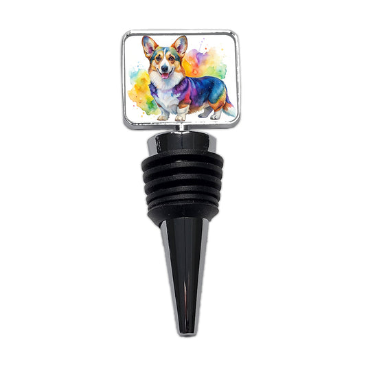 Cardigan Welsh Corgi Dog Watercolor Style Wine Bottle Stopper