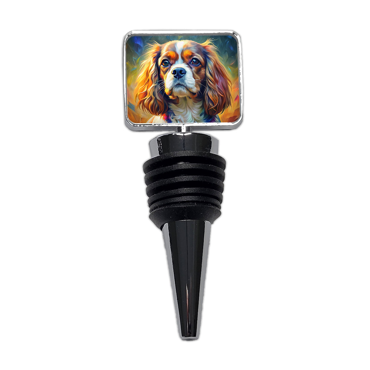 Cavalier King Charles Spaniel Dog Expressionism Art Wine Bottle Stopper