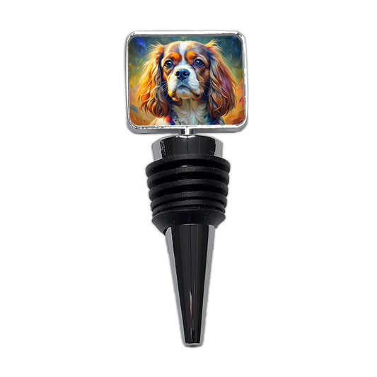 Cavalier King Charles Spaniel Dog Expressionism Art Wine Bottle Stopper