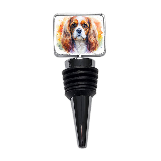 Cavalier King Charles Spaniel Dog Watercolor Style Wine Bottle Stopper