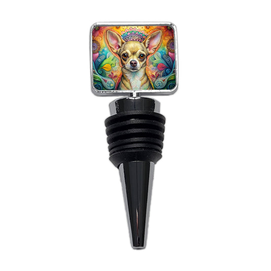 Chihuahua Dog Bohemian Art Wine Bottle Stopper