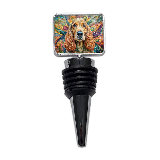 Cocker Spaniel Dog Bohemian Art Wine Bottle Stopper