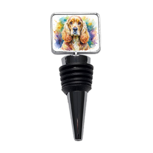 Cocker Spaniel Dog Watercolor Style Wine Bottle Stopper