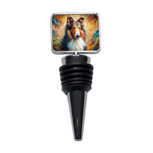 Collie Dog Abstract Art Wine Bottle Stopper