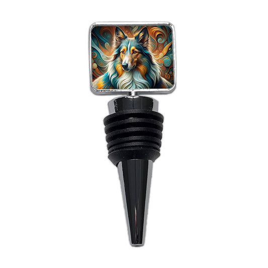 Collie Dog Abstract Stylized Art Wine Bottle Stopper