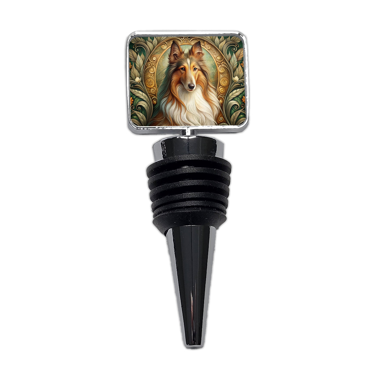 Collie Dog Art Nouveau Wine Bottle Stopper