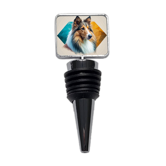 Collie Dog Contemporary Art Wine Bottle Stopper