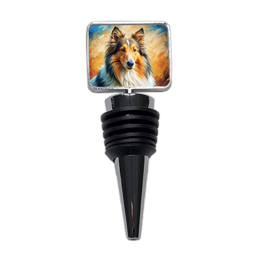 Collie Dog Expressionism Art Wine Bottle Stopper