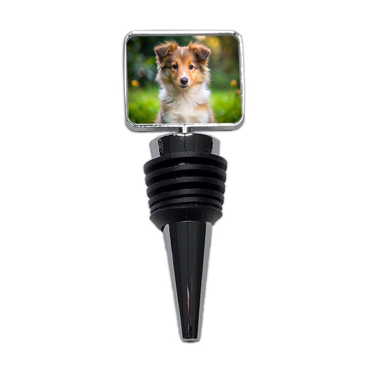 Collie Dog Puppy Photo Wine Bottle Stopper