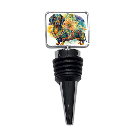 Dachshund Dog Bohemian Art Wine Bottle Stopper