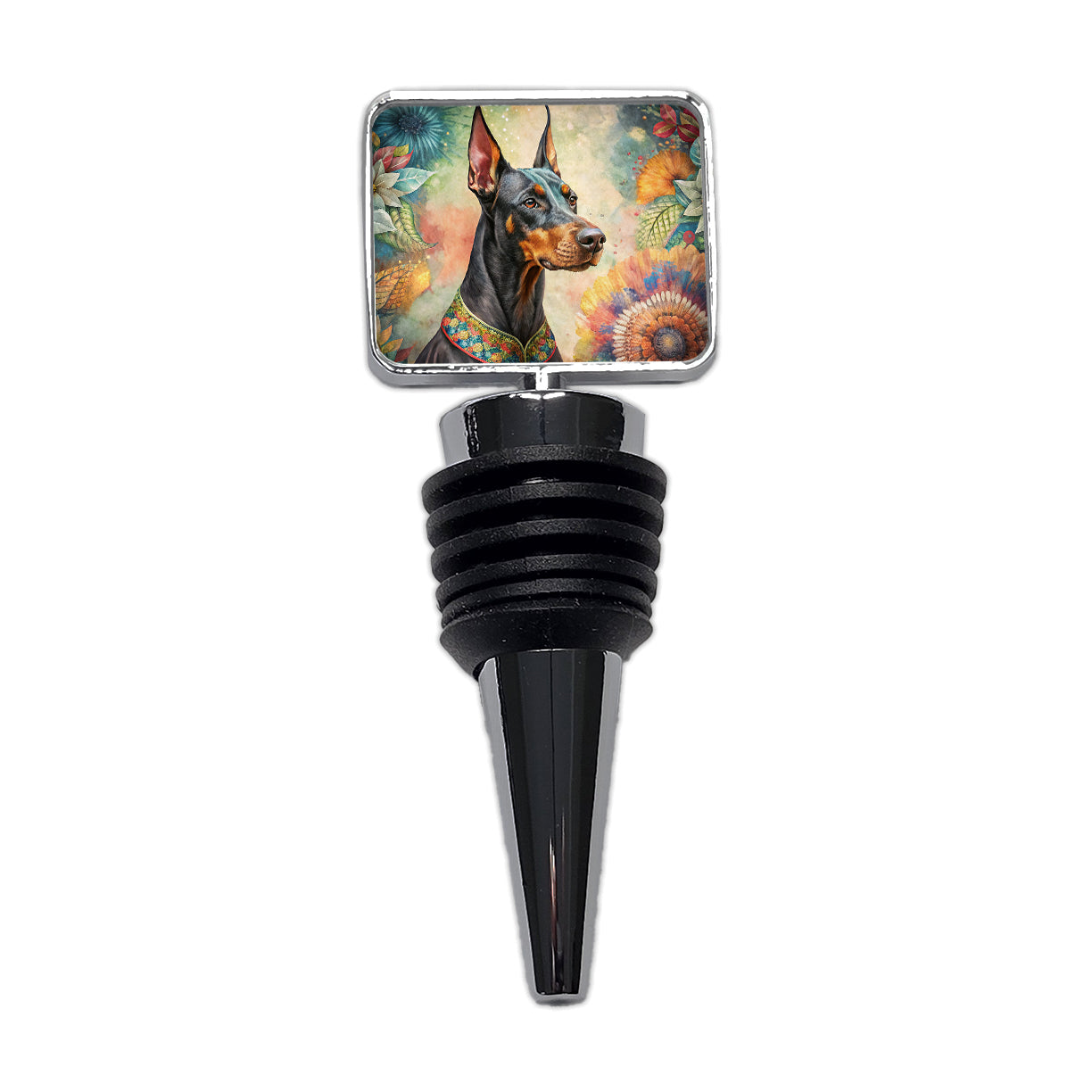 Doberman Pinscher Dog Bohemian Art Wine Bottle Stopper
