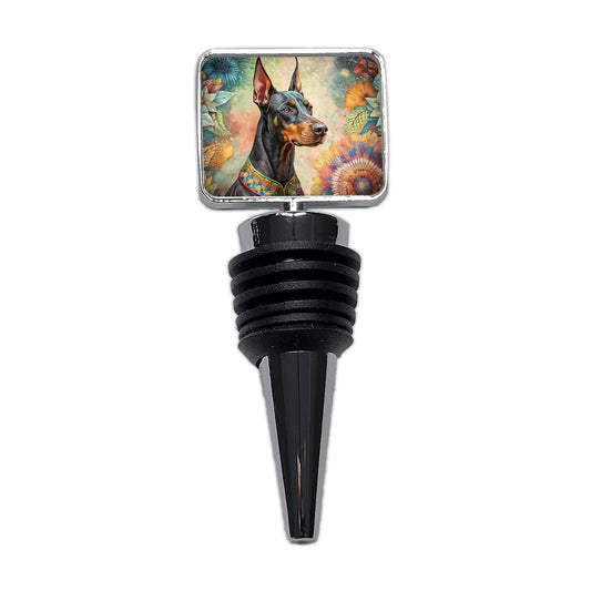 Doberman Pinscher Dog Bohemian Art Wine Bottle Stopper