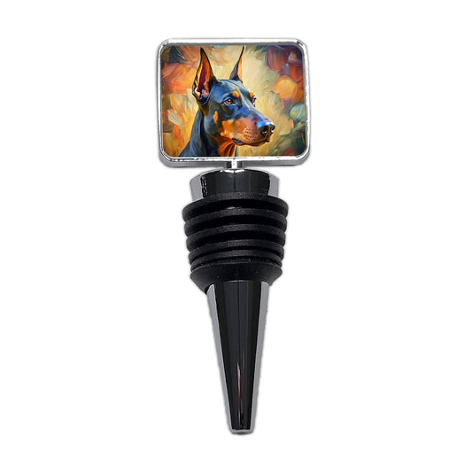 Doberman Pinscher Dog Expressionism Art Wine Bottle Stopper
