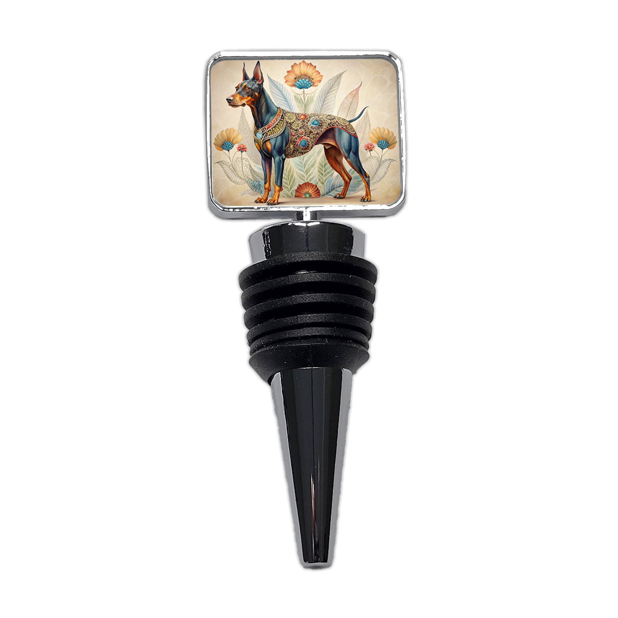 Doberman Pinscher Dog French Bohemian Art Wine Bottle Stopper