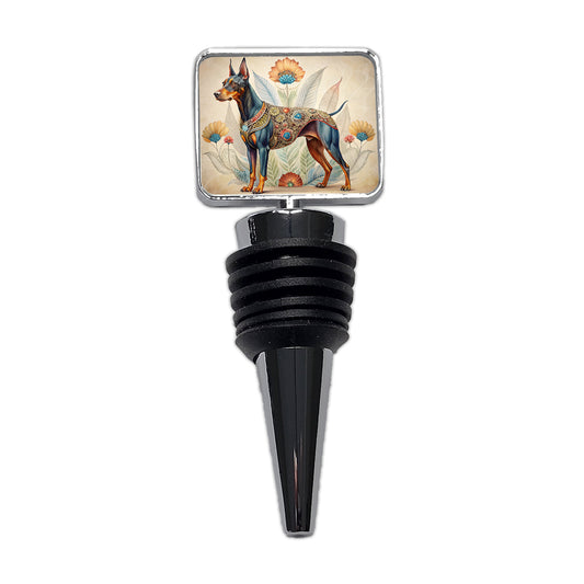 Doberman Pinscher Dog French Bohemian Art Wine Bottle Stopper