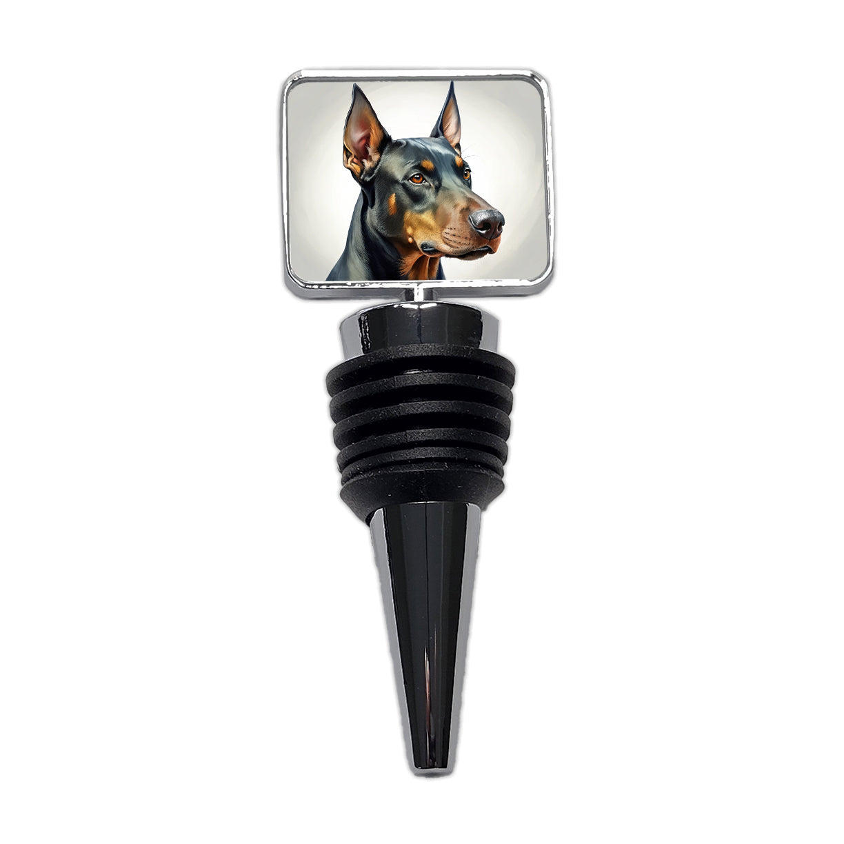 Doberman Pinscher Dog Illustration Wine Bottle Stopper