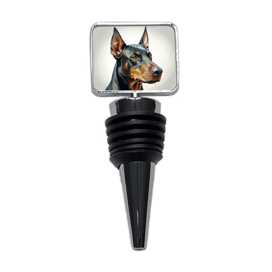Doberman Pinscher Dog Illustration Wine Bottle Stopper
