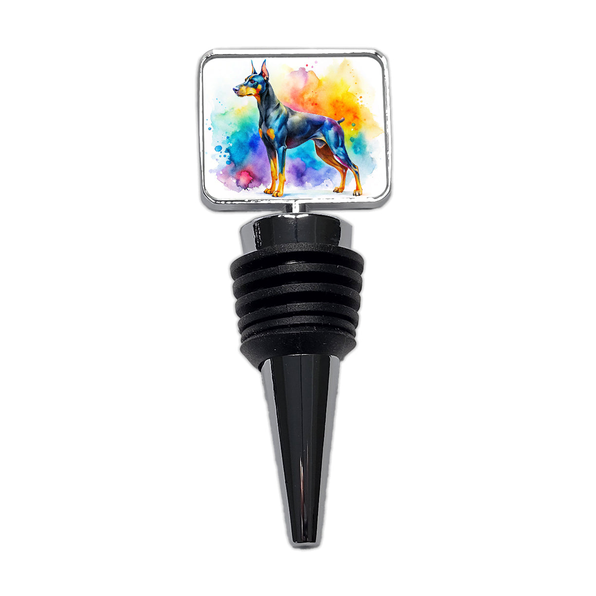 Doberman Pinscher Dog Watercolor Style Wine Bottle Stopper