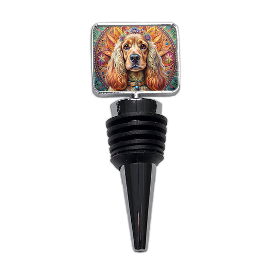 English Cocker Spaniel Dog Bohemian Art Wine Bottle Stopper