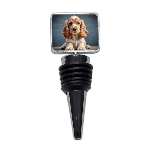 English Cocker Spaniel Dog Puppy Photo Wine Bottle Stopper