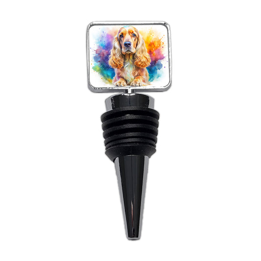 English Cocker Spaniel Dog Watercolor Style Wine Bottle Stopper