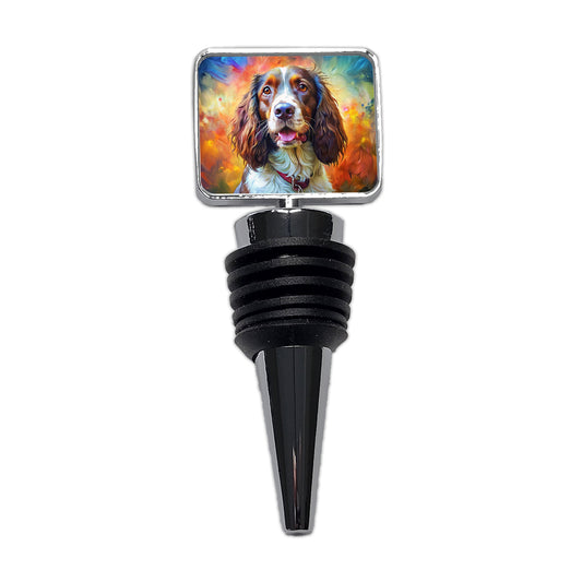 English Springer Spaniel Dog Expressionism Art Wine Bottle Stopper