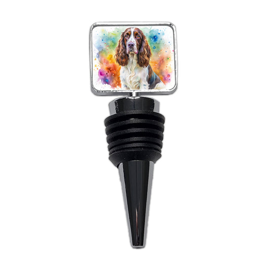 English Springer Spaniel Dog Watercolor Style Wine Bottle Stopper