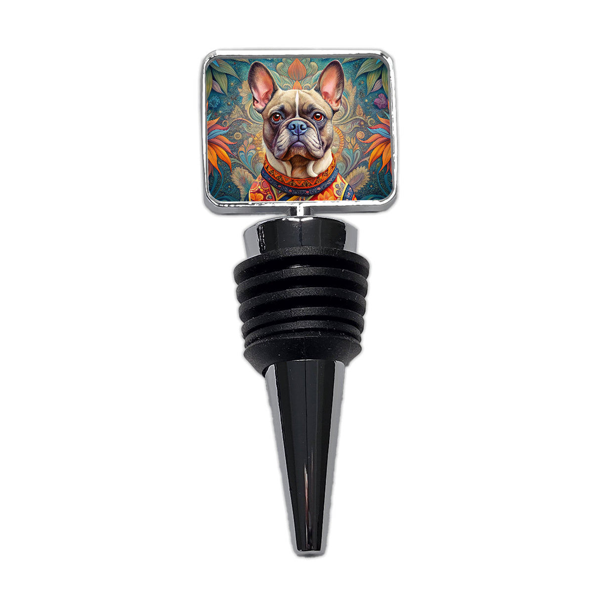 French Bulldog Frenchie Dog French Bohemian Art Wine Bottle Stopper
