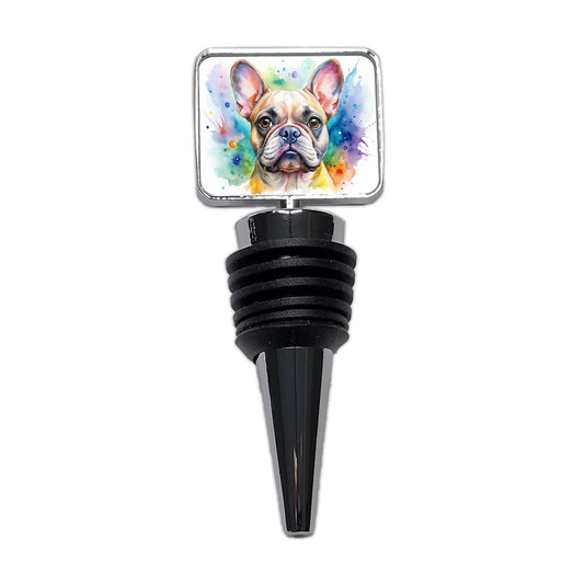 French Bulldog Frenchie Dog Watercolor Style Wine Bottle Stopper
