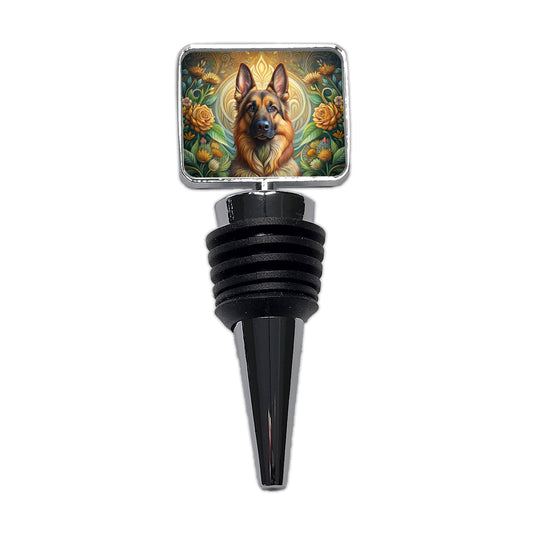 German Shepherd Dog Art Nouveau Wine Bottle Stopper