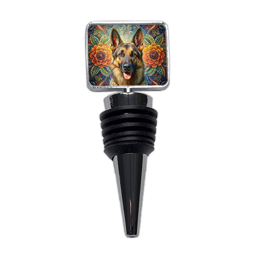 German Shepherd Dog Bohemian Art Wine Bottle Stopper