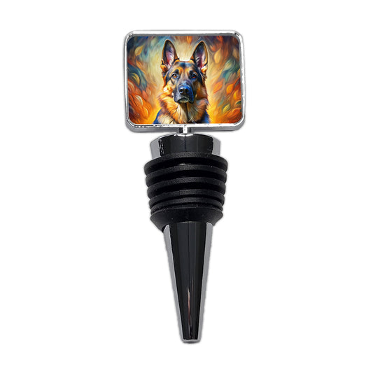 German Shepherd Dog Expressionism Art Wine Bottle Stopper