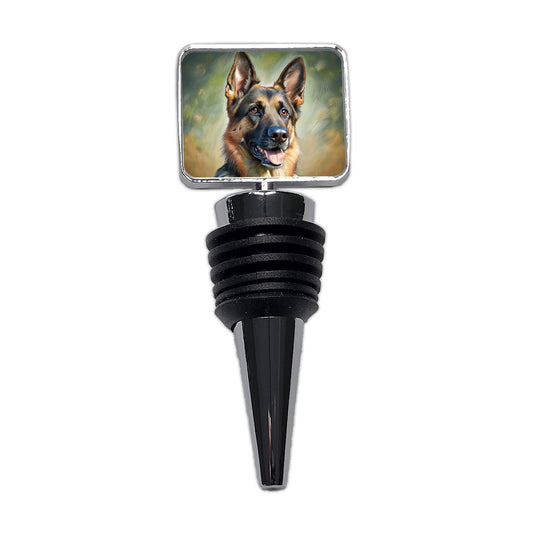 German Shepherd Dog Illustration Wine Bottle Stopper