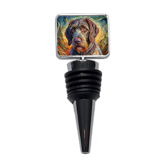 German Wirehaired Pointer Dog Abstract Art Wine Bottle Stopper
