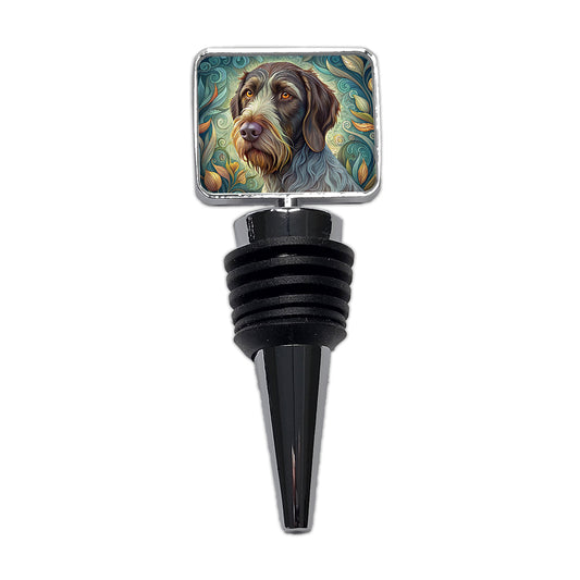 German Wirehaired Pointer Dog Art Nouveau Wine Bottle Stopper