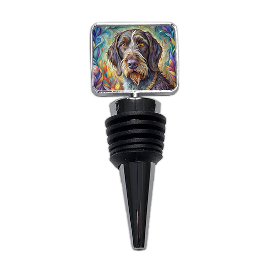German Wirehaired Pointer Dog Bohemian Art Wine Bottle Stopper