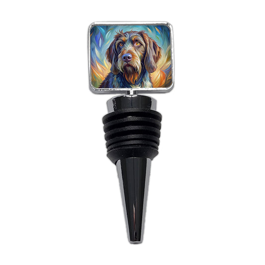 German Wirehaired Pointer Dog Expressionism Art Wine Bottle Stopper