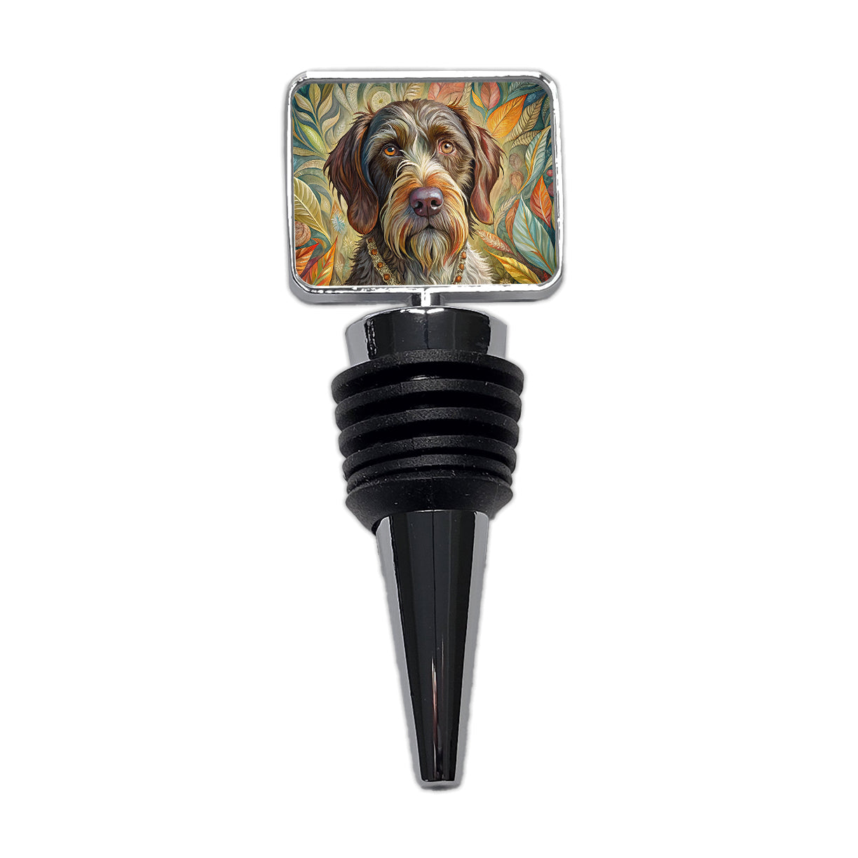 German Wirehaired Pointer Dog French Bohemian Art Wine Bottle Stopper